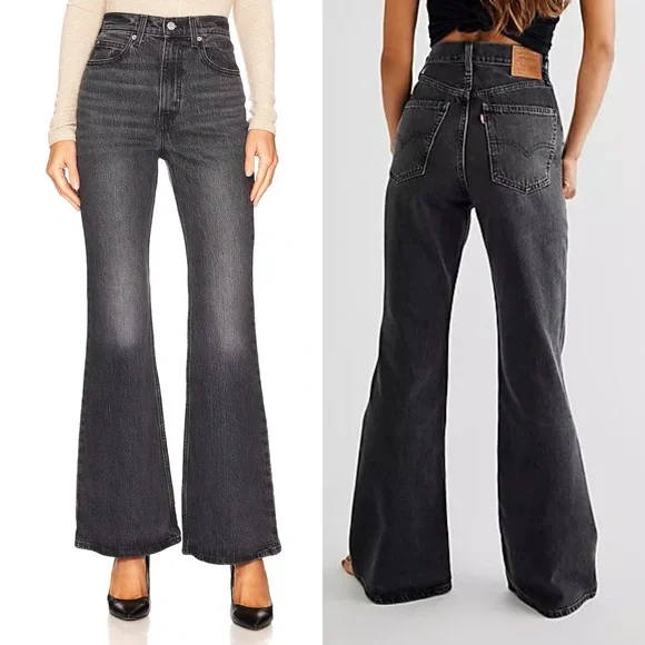 Free People Black Flare & Wide Leg Jeans - Picture 2 of 7